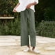 thumbnail image 4 of Pantalones de lino para mujer: pantalones de trabajo de pierna ancha y cintura alta con cordones, estilo informal de negocios con bolsillo para cinturón, estilo liso/estampado, tallas S-XXL., 4 of 8