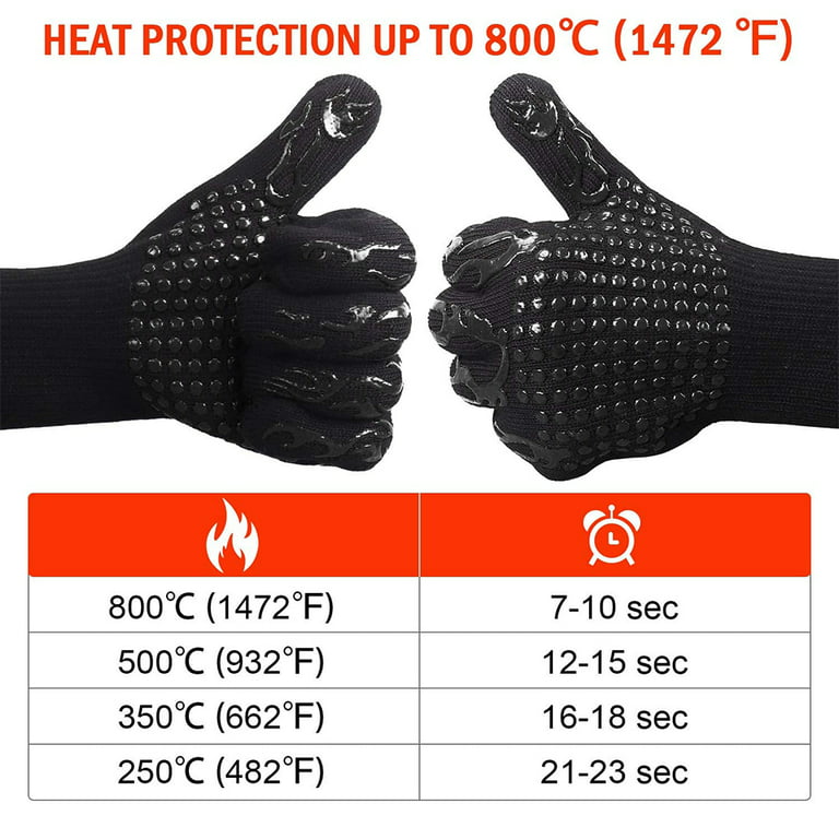 NutriChef Extreme Heat Resistant Grill Gloves - 14'' Food Grade Kitchen  Oven Mitts, Silicone Non-Slip Cooking Gloves for Barbecue (Pair)
