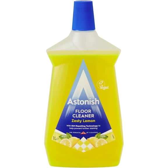 Astonish Zesty Lemon Floor Cleaner With Built In Dirt Repelling Technology To Prevent Stains & Protects Floors From Mud & Pet Stains - Concentrated Mop Solution For Tiles & Sealed Wood 1 Liter Bottle