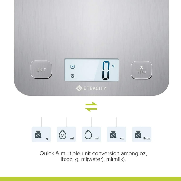  Etekcity Food Kitchen Scale, Digital Grams and Ounces for  Weight Loss With Smart Nutrition App, 19 Facts Tracking, Baking, Cooking,  Portion Control, Macro, Keto, 11 Pounds-Large, Stainless Steel: Home &  Kitchen