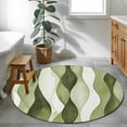thumbnail image 4 of 4Ft Round Rug, Sage Green Stripes Non-Skid Rubber Backing Large Area Rugs - Living Room Bedroom Home Office, Retro Farmhouse Abstract Ripple Indoor Floor Mat Carpets Washable Rug, 4 of 9
