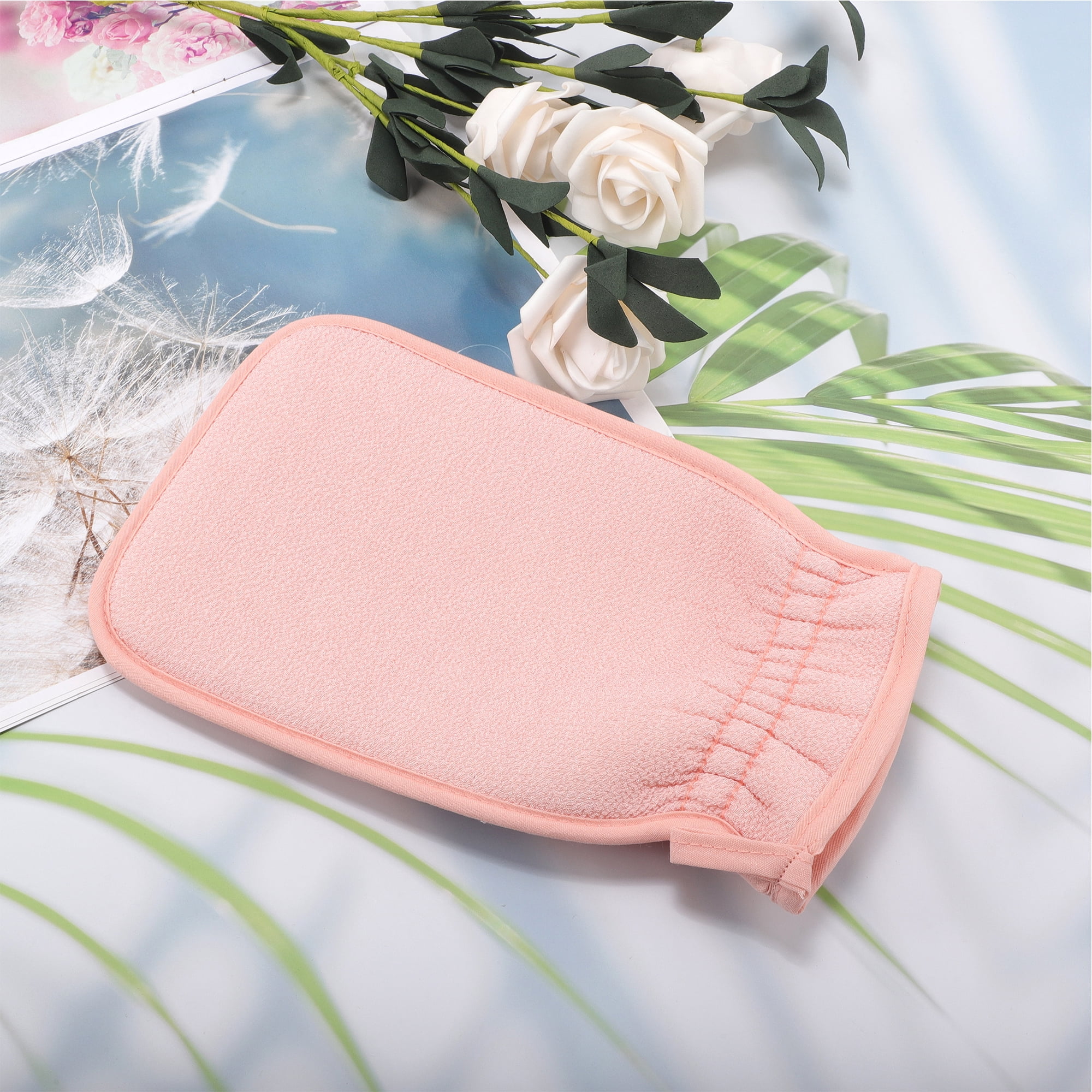 Unique Bargains Gloves Bath Towel for Shower Room 14x24cm 1 Pc Pink