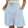 thumbnail image 3 of PIWHJQK Women Athletic Casual Shorts Women's 5 Inch Solid Relaxed Style Cotton Linen Shorts Everyday Wear Bottoms, 3 of 6