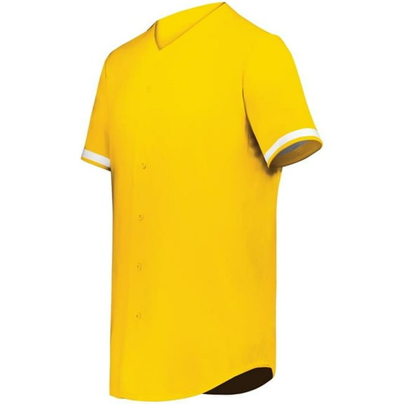 Augusta Sportswear 6909.245.XL Cutter Plus Full Button Baseball Jersey, Gold & White - Extra Large
