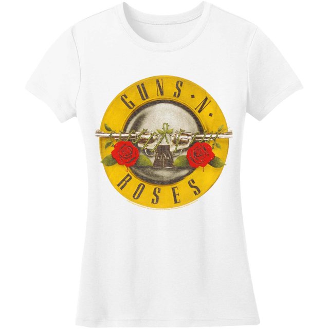 Guns N Roses - Camiseta Classic Logotipo Bullet para Mujer (Blanco)