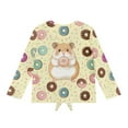 thumbnail image 5 of Xoenoiee Yellow Guinea Pig Donut Print Girls Long Sleeve Tees Soft Tie Hem T-Shirts Kids Basic Crewneck T-Shirts Top for Teen Youth Girls, 9-10 Year, 5 of 7