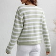thumbnail image 4 of Lovskoo Cardigan Sweaters for Women Open Front Long Sleeve Striped Trendy Loose Border Knit Single Breasted Tops Green, 4 of 5