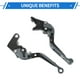 thumbnail image 5 of Palancas de freno y embrague cortas y largas para Yamaha YZF R1 2002-2003, palanca de manillar de motocicleta ajustable, aleación de aluminio, cabeza de titanio con mango negro, 5 of 6