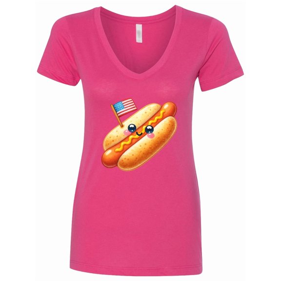 Inktastic All-american Hot Dog Women's V-Neck T-Shirt
