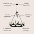 thumbnail image 4 of JONATHAN Y Coronet 33.5" 8-Light Iron/Seeded Glass Rustic Farmhouse Round LED Chandelier, Oil Rubbed Bronze, JYL7554A, 4 of 8