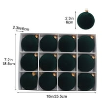 EGYMEN 12PC Velvet Christmas Balls, Flocked Xmas Ornaments for Tree Decoration, Plastic Hanging Christmas Baubles, Festive Decorative Orbs for Holiday Home Decor(Green)