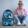 thumbnail image 2 of Yuyamidu Blue Horse School Backpacks Ages 8-10 Elementary Backpack for Boys Girls School Bag Kids Bookbag Teen Travel Hiking Shoulder Bag with Bottle Side Pockets, 2 of 7