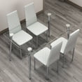 thumbnail image 6 of LUFTUT 5-Piece Kitchen Table and Chairs Set for 4, 51" Glass Dining Table with Chrome Legs, 4 Light Gray PU Leather Dining Chairs, Space-Saving for Apartment & Breakfast Nook, Easy Assembly, 6 of 10