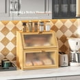 thumbnail image 3 of Bread Box for Kitchen Countertop Bin Double Layer Bread Box Storage Container Extra Large Capacity with Diamond Pattern Windows (Natural, Extra Large), 3 of 15