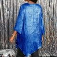 thumbnail image 6 of Dasayo 3/4 Sleeve Ladies Tops and Blouses Plus Size Blue Shirring Hem Solid Dressy Blouses Womens Shirts XXL, 6 of 9