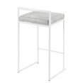 thumbnail image 4 of Fuji Contemporary Stackable Counter Stool In White With Light Grey Cowboy Fabric Cushion - Set Of 2, 4 of 6