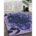 thumbnail image 3 of Ahgly Company Machine Washable Indoor Square Transitional Blue Area Rugs, 3' Square, 3 of 7