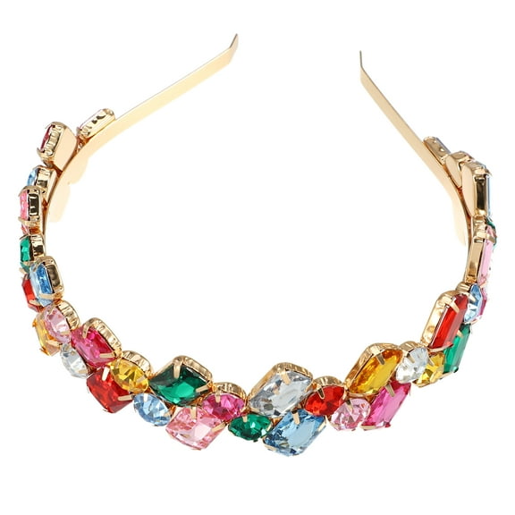 Unique Bargains Metal Colorful Glass Faux Crystal Hairband Rhinestone Headband Women Hairband 5.51"x1.38"