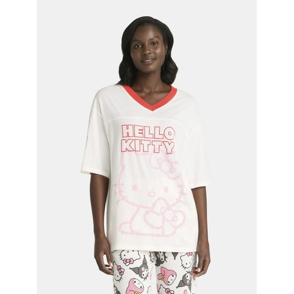 Hello Kitty Women's Football Tee with Short Sleeves, Sizes XXS-2XL