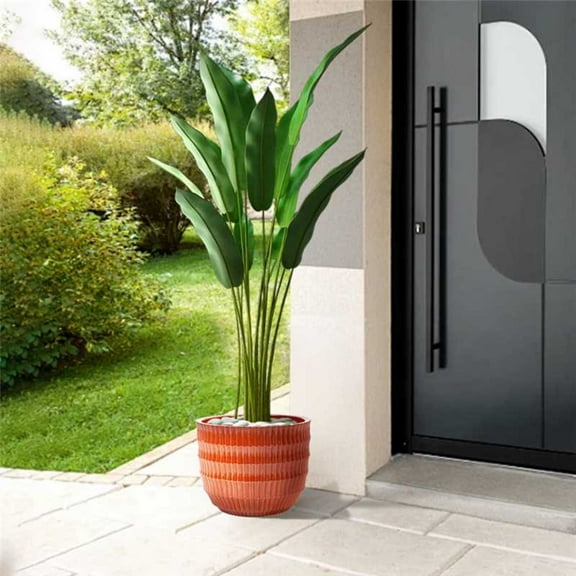 Noble House Modern Brenda Flowerpot Set, Premium Ceramic Planter for Patio, Garden or Windowsills, Set of 4, Coral