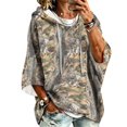 thumbnail image 2 of Womens Lightweight 3/4 Sleeve Leaf Print Hoodie Casual Fashion Top Ideal For Outdoor Leisure And Daily Occasions, 2 of 7