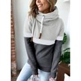 thumbnail image 2 of Sudaderas con Capucha para Mujer Sudadera con Capucha de Cuello Alto con Bloques de Color Puro Sudadera con Capucha Informal para Mujer para Otoño Invierno Gris Claro y Gris Oscuro L, 2 of 6
