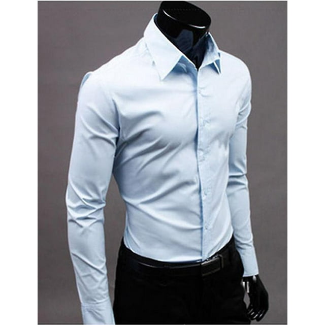 Luxury Shirts Mens Casual Collared Formal Slim Fit Shirts Tops
