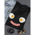 thumbnail image 3 of Happy Breakfast Face Food Women Black T-Shirt, Female Small, 3 of 4