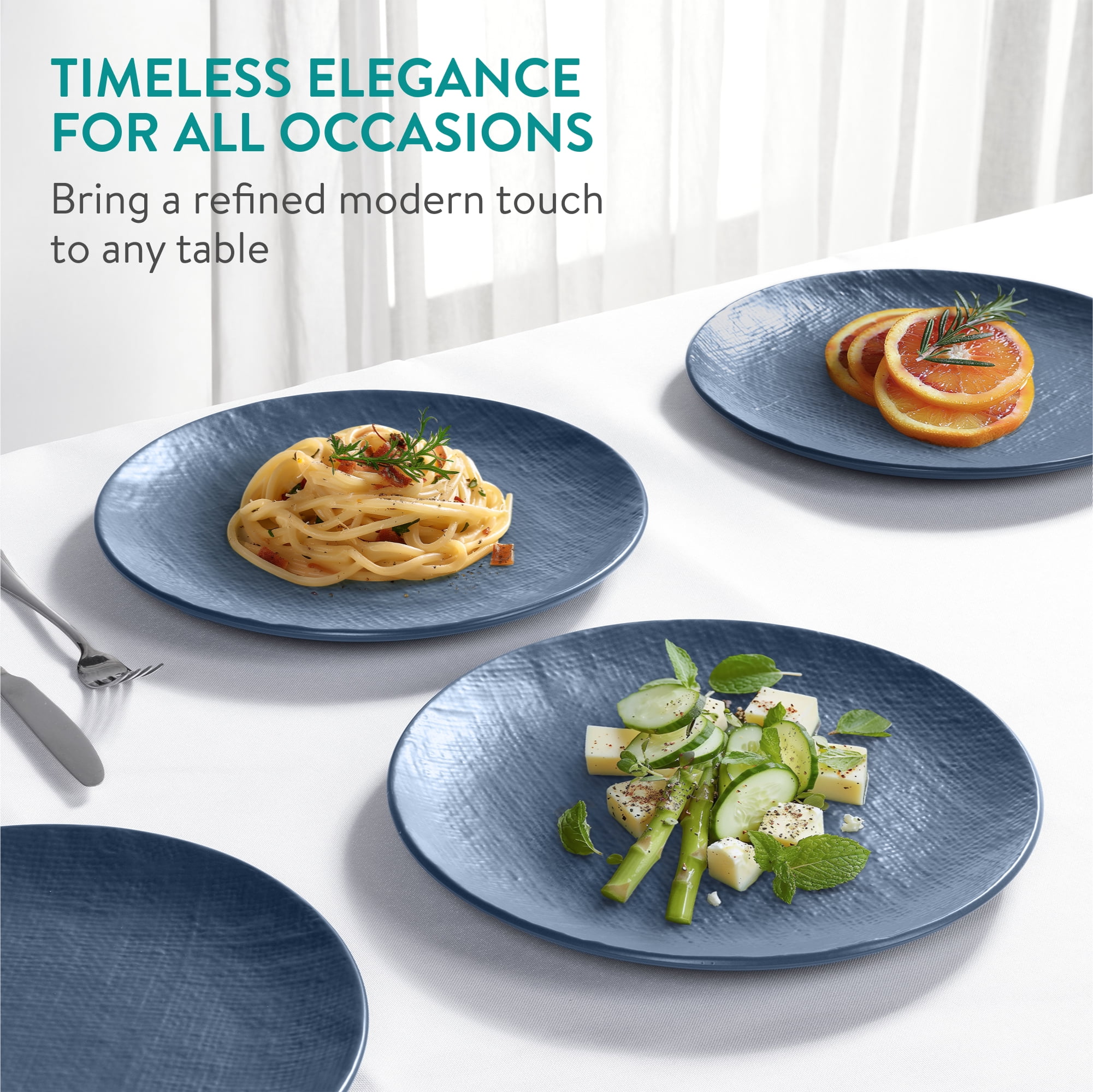Aazon.co | Navaris Linen Artisan Dinnerware Set (18 Pieces) - Plate - View #14