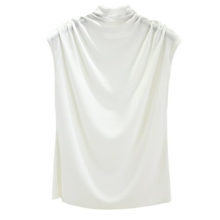 

Pianpianzi Cardigan Bra Top Boy Women Turtleneck Sleeveless Cotton Solid Casual Loose Tunic Top Tee Shirt Tank