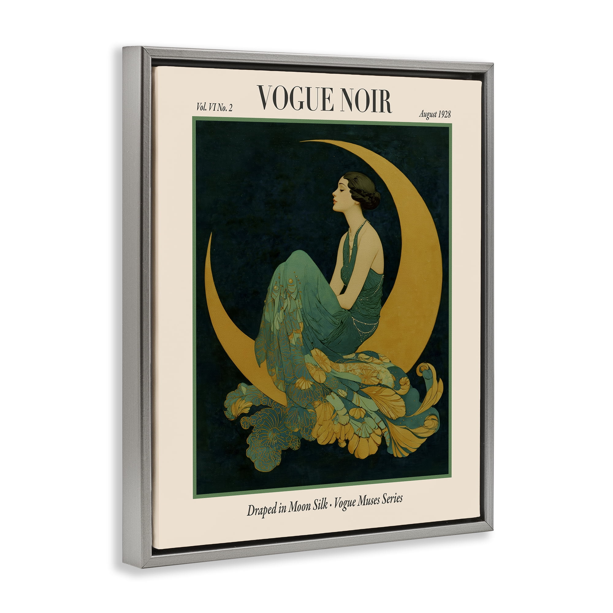 Stupell Industries Draped In Moon Silk Gray Framed Floater Canvas Wall Art, design by A Barefoot Stylist