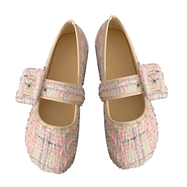 Zapatos individuales de suela blanda,Zapatos con hebilla para mujer Zapatos lindos de un solo golpe Zapatos planos poco profundos Los mejores materiales