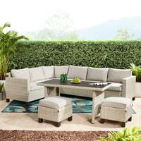 Better Homes & Gardens Brookbury 5-Piece Outdoor Furniture Wicker Sectional Dining Set ( Light Gray & Beige)