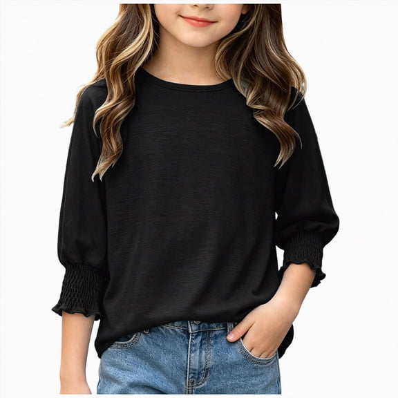 xaweyi Girls And Boys Long Sleeved Cotton T Shirt Trendy Loose Fit Suitable Base Layer All Year Round,Sizes 5-6 Years