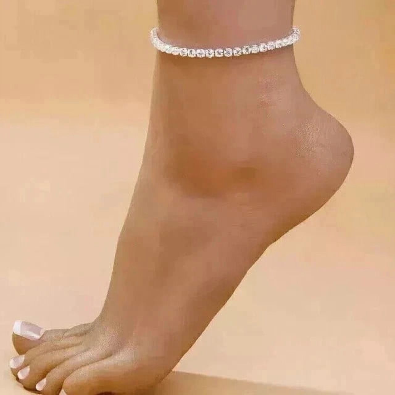 4CT Round Cut Lab Created Diamond Women's Anklet 14K White Gold Plated Silver