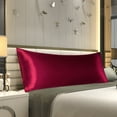 thumbnail image 2 of REGALWOVEN 1 PC Satin Body Pillowcases , Luxury Silky Pillow Cover Long Satin Pillow Cases with Envelope Closure Burgundy Standard, 2 of 8