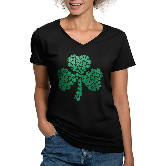 CafePress - Shamrock Of Shamrocks Women's V Neck Dark T Shirt - Women's V-Neck Dark T-Shirt