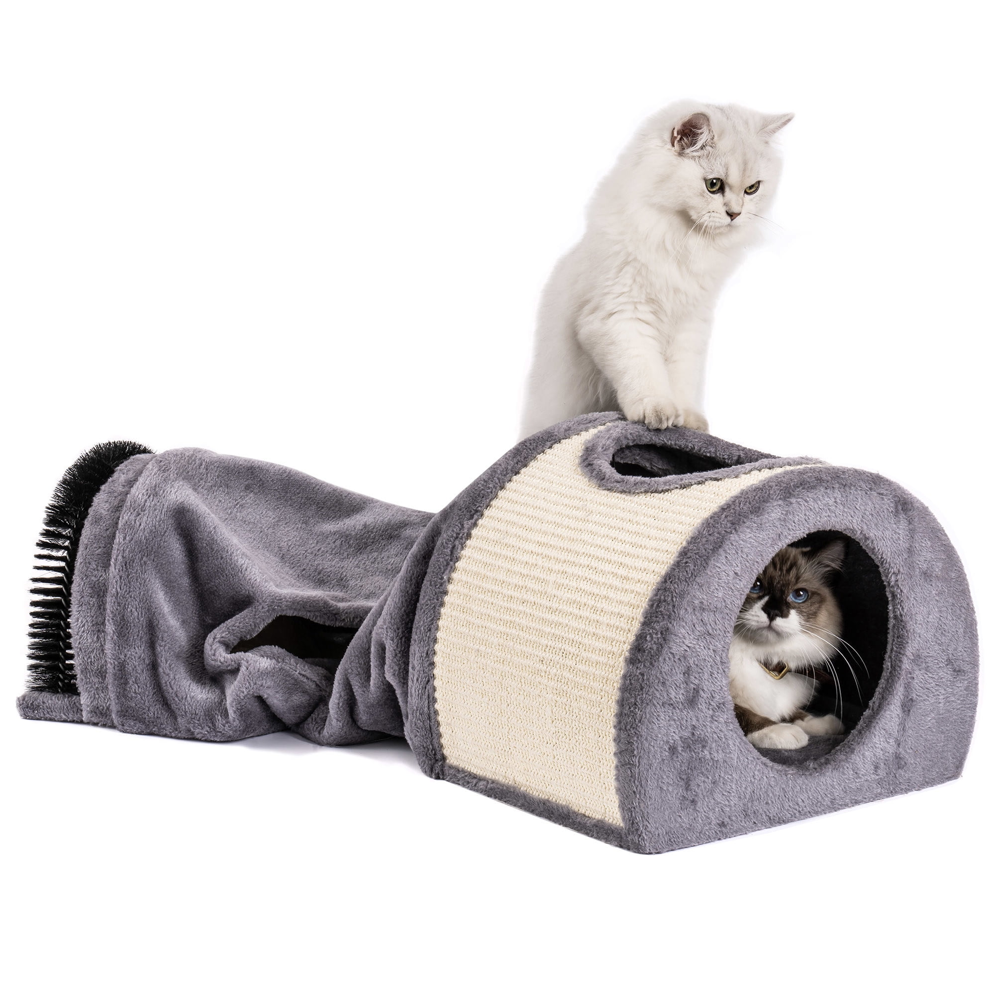 Kepooman Collapsible Cat Tunnel Bed with Sisal Scratching, Gray Kepooman Collapsible Cat Tunnel Bed with Sisal Scratching, Gray
