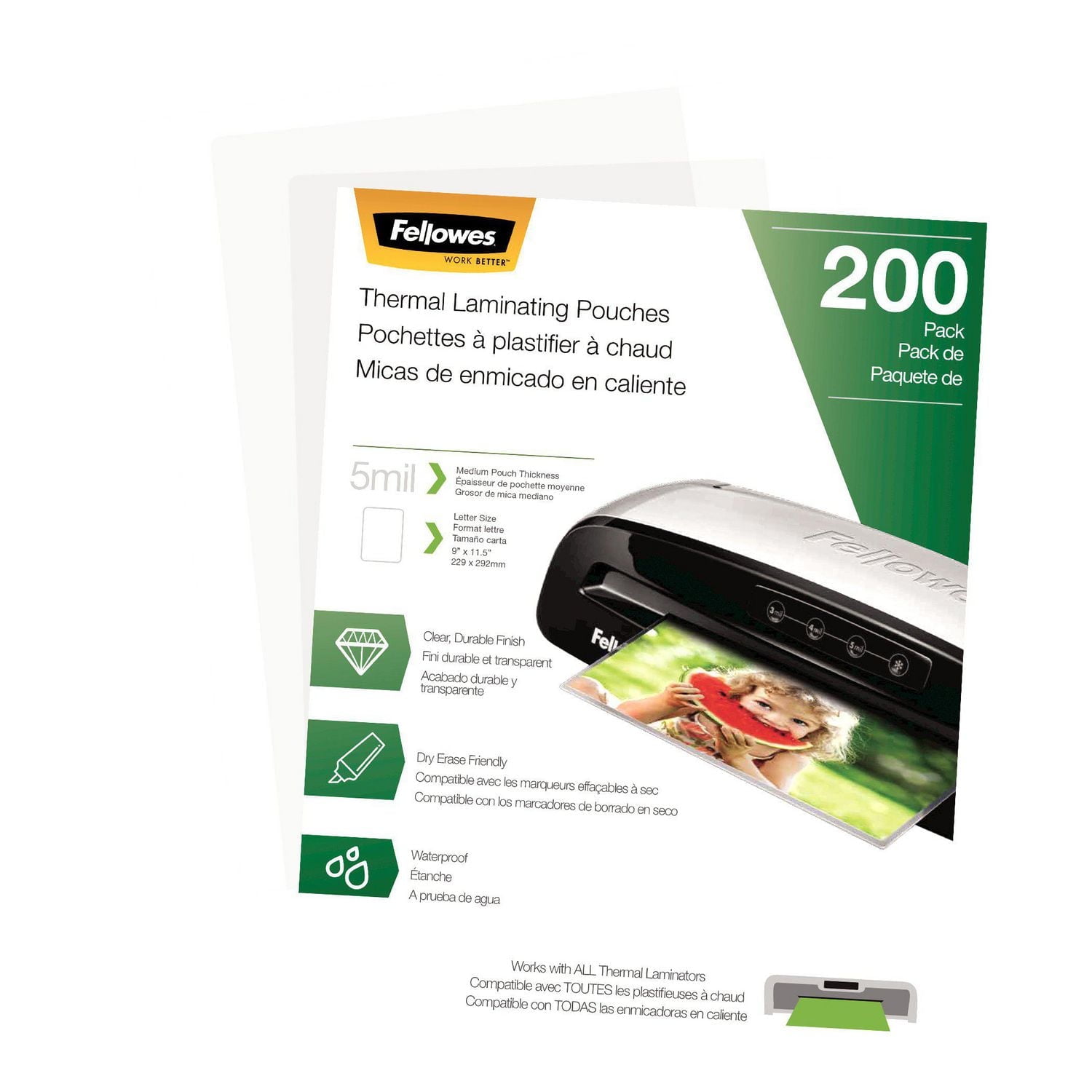 Thermal Laminating Pouches - Letter, 5 mil, 200 pack