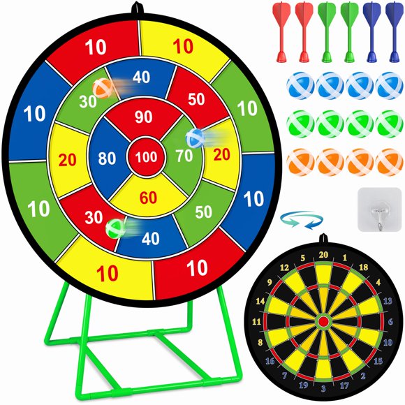 Tablero de dardos MINIFUN grande para niños con soporte y 12 bolas adhesivas