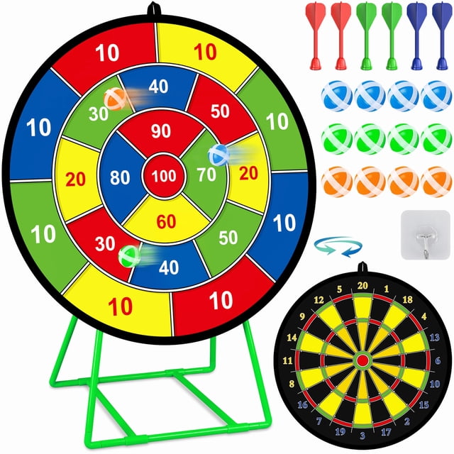 Tablero de dardos MINIFUN grande para niños con soporte y 12 bolas adhesivas