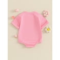 thumbnail image 3 of Bagilaanoe Newborn Baby Girl Summer Rompers Letter Embroidery Short Sleeve Bodysuits 3M 6M 12M 18M 24M Infant Casual One Piece Short Jumpsuit, 3 of 8