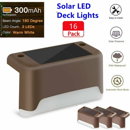 

Solar Deck Lights 16 Pack Fence Post Solar Lights for Patio Pool Stairs Step and Pathway Weatherproof LED Deck Lights Solar Powe
