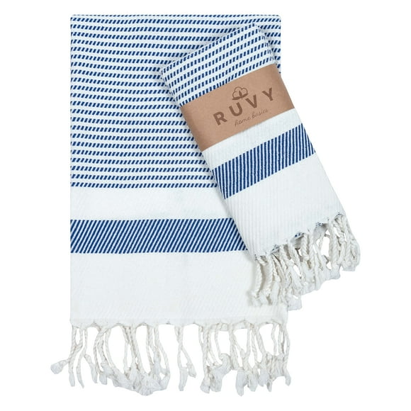 Toallas de mano Ruvy Home Basics, algodón turco, azul marino, juego de 2