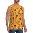 thumbnail image 2 of Kdxio Modern Wood Grain Sunflower for Men's Muscle T-shirt,Sleeveless for Workout Running Athletic Gym Lounge Casual, 2 of 5