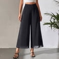 thumbnail image 6 of Lumtrix Women's Capris Wide Leg Chiffon Pants Summer Beach Vacation Culottes Casual Dress Palazzo Pants with Pockets Black L, 6 of 6