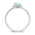 thumbnail image 2 of 10K White Gold Ring Band Birthstone (03) March Aquamarine Oval Blue Diamond Round, Size 9, 2 of 5