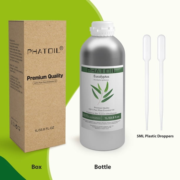 PHATOIL-Aceites Esenciales de plantas puras de vainilla para humidificador, difusor de Aroma, Perfume de masaje, Spa y baño con goteros, 1000ML