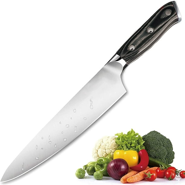 Couteau de chef, couteau de cuisine Pro 8 pouces couteaux de chef, acier  inoxydable allemand de qualité supérieure forgé avec adapté au restaurant  de cuisine 