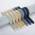 thumbnail image 2 of QQTDFG 8.66" 15mm New Men's Wristband Link Heavy Solid Stainless Steel Hip Hop Bracelet-Rose Gold, 2 of 9
